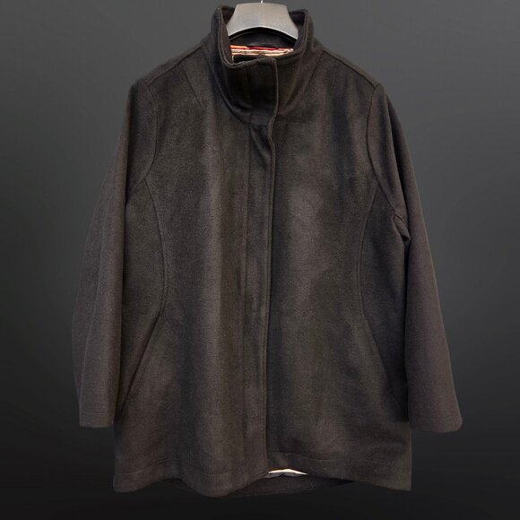 Vintage Pendleton Black Coat Womens XL Wool Blend Mid Length Water Resistant - Picture 6 of 12